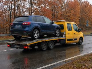 Transport SUV-a na lawecie jesienią – Zamość